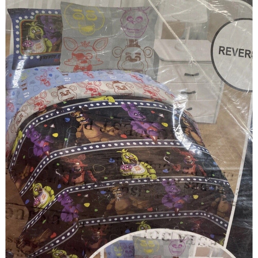 Five Nights At Freddy's Bedding Set Twin 5Pc Reversible Comforter Tote Sheet New
